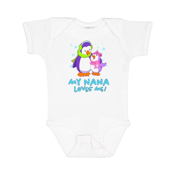 Inktastic My Nana Loves Me Cute Penguins Girls Baby Bodysuit