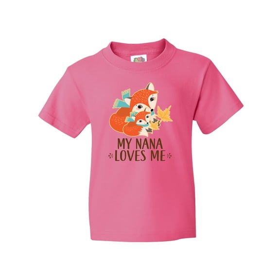 Inktastic My Nana Loves Me Gift Cute Fox Youth T-Shirt