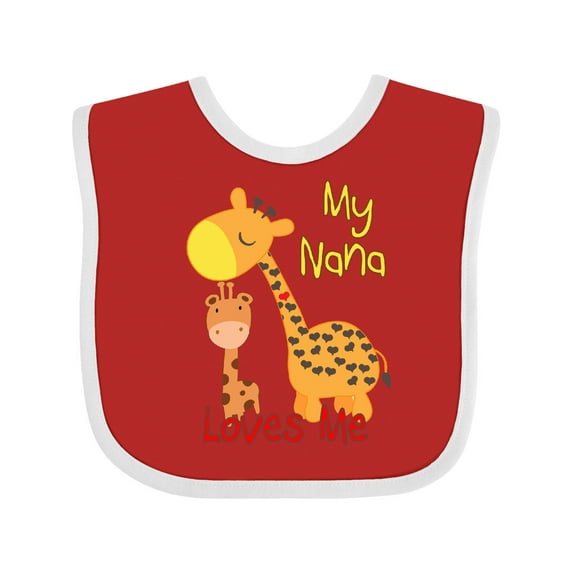 Inktastic My Nana Loves Me Giraffe Boys or Girls Baby Bib