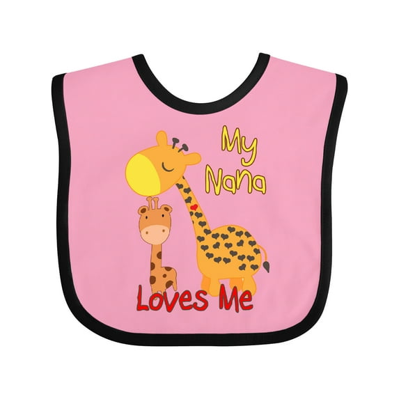 Inktastic My Nana Loves Me Giraffe Boys or Girls Baby Bib