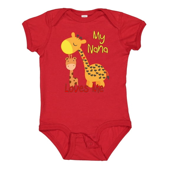 Inktastic My Nana Loves Me Giraffe Boys or Girls Baby Bodysuit