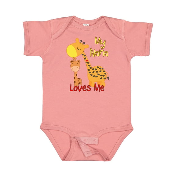 Inktastic My Nana Loves Me Giraffe Boys or Girls Baby Bodysuit