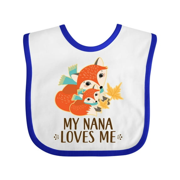 Inktastic My Nana Loves Me Grandchild Cute Fox Boys or Girls Baby Bib
