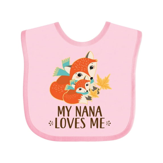Inktastic My Nana Loves Me Grandchild Cute Fox Boys or Girls Baby Bib