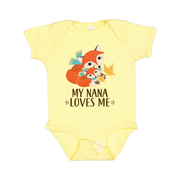 Inktastic My Nana Loves Me Grandchild Cute Fox Boys or Girls Baby Bodysuit