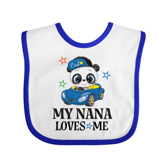 Inktastic My Nana Loves Me Grandson Panda Boys Baby Bib