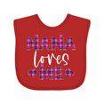 thumbnail image 1 of Inktastic My Nana Loves Me Hearts in Pink Plaid Boys or Girls Baby Bib, 1 of 4