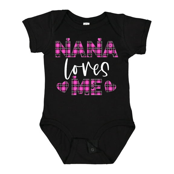 Inktastic My Nana Loves Me Hearts in Pink Plaid Boys or Girls Baby Bodysuit