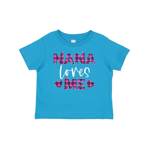 Inktastic My Nana Loves Me Hearts in Pink Plaid Boys or Girls Baby T-Shirt