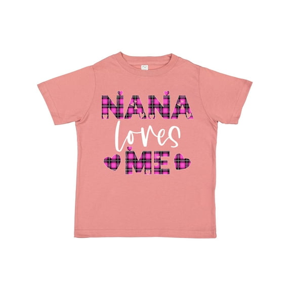 Inktastic My Nana Loves Me Hearts in Pink Plaid Boys or Girls Toddler T-Shirt