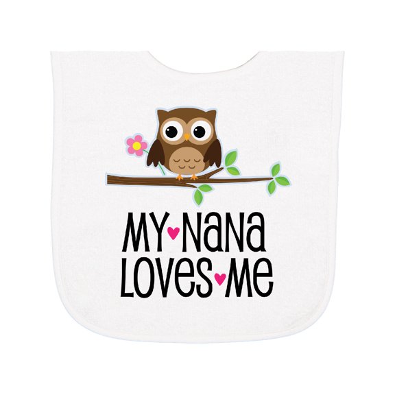 Inktastic My Nana Loves Me Owl Baby Terry Cloth Bib