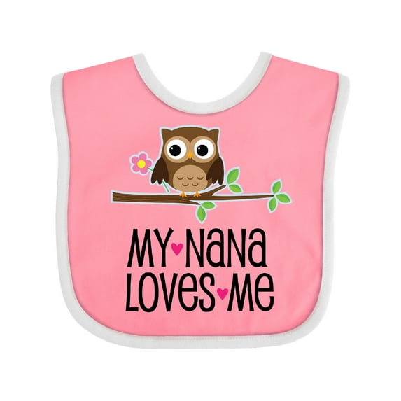 Inktastic My Nana Loves Me Owl Girls Baby Bib