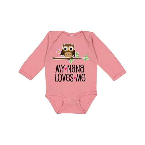 Inktastic My Nana Loves Me Owl Girls Long Sleeve Baby Bodysuit