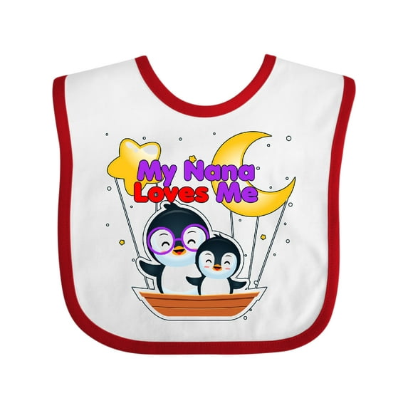 Inktastic My Nana Loves Me Penguin Boys or Girls Baby Bib
