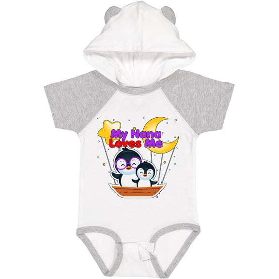 Inktastic My Nana Loves Me Penguin Boys or Girls Baby Bodysuit