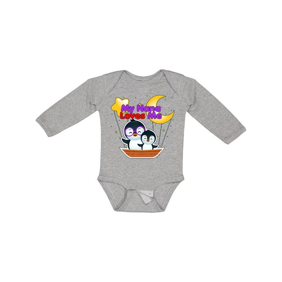 Inktastic My Nana Loves Me Penguin Boys or Girls Long Sleeve Baby Bodysuit