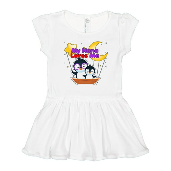 Inktastic My Nana Loves Me Penguin Girls Toddler Dress