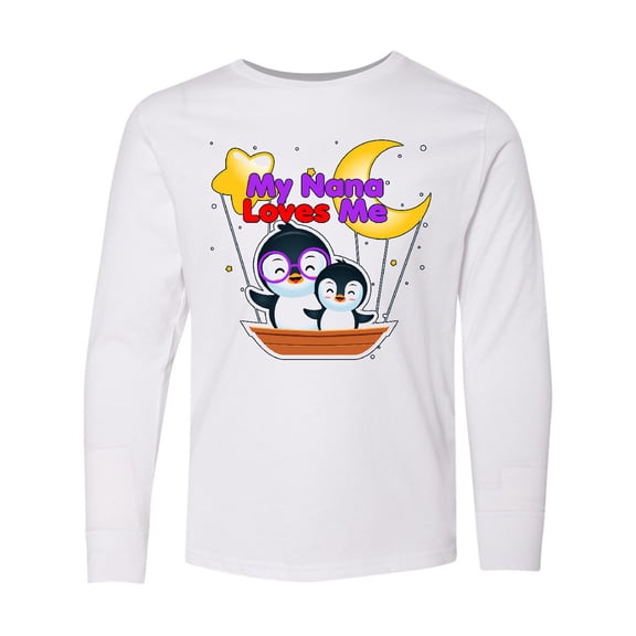 Inktastic My Nana Loves Me Penguin Long Sleeve Youth T-Shirt