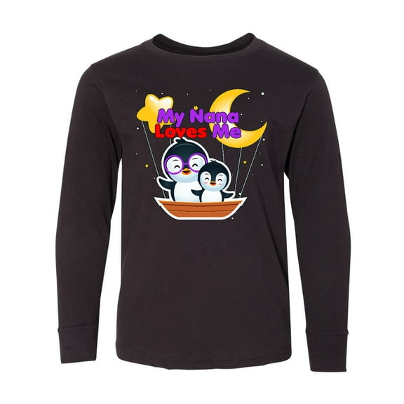 Inktastic My Nana Loves Me Penguin Long Sleeve Youth T-Shirt