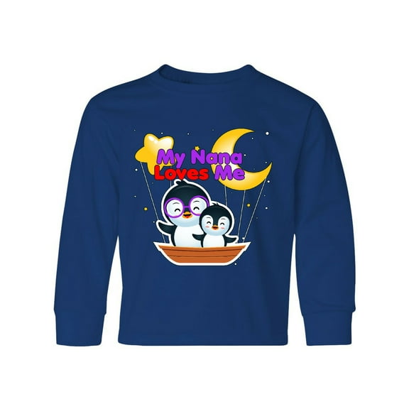 Inktastic My Nana Loves Me Penguin Long Sleeve Youth T-Shirt