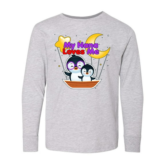 Inktastic My Nana Loves Me Penguin Long Sleeve Youth T-Shirt