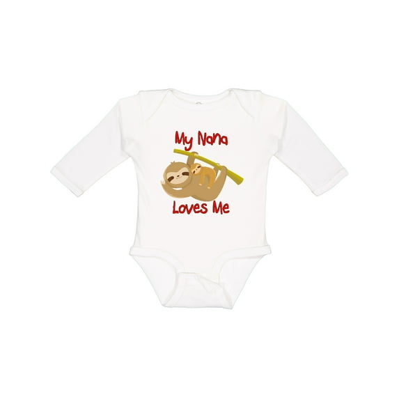 Inktastic My Nana Loves Me Sloth Boys or Girls Long Sleeve Baby Bodysuit