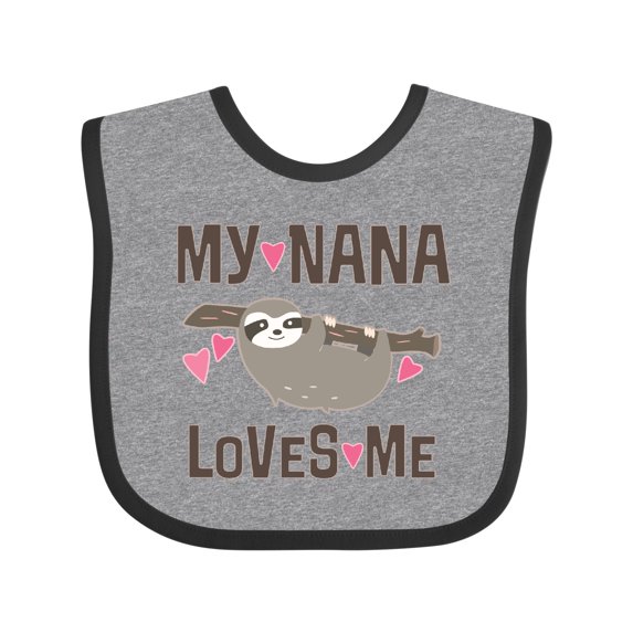 Inktastic My Nana Loves Me Sloth Girls Baby Bib