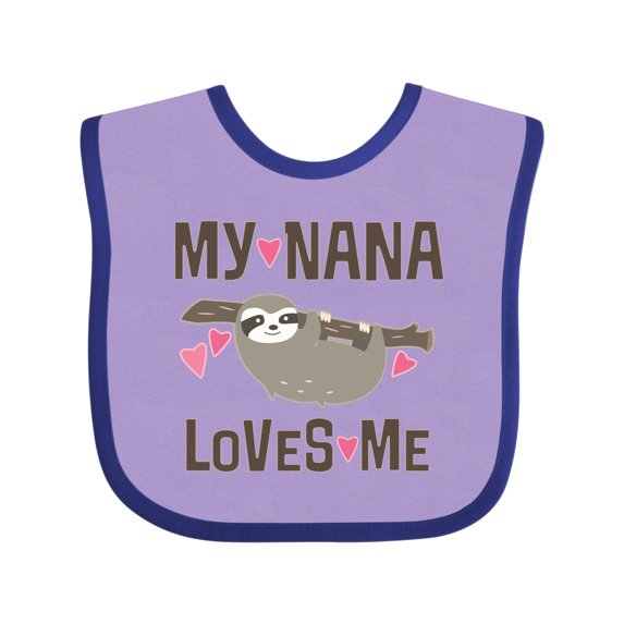 Inktastic My Nana Loves Me Sloth Girls Baby Bib