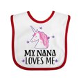 thumbnail image 1 of Inktastic My Nana Loves Me Unicorn Girls Baby Bib, 1 of 4
