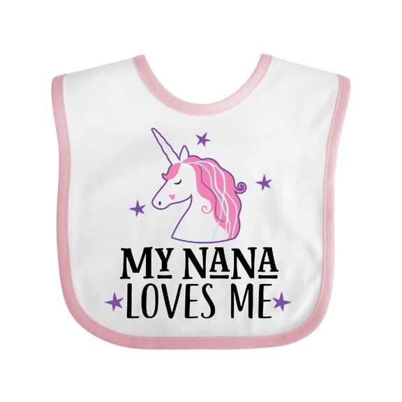 Inktastic My Nana Loves Me Unicorn Girls Baby Bib