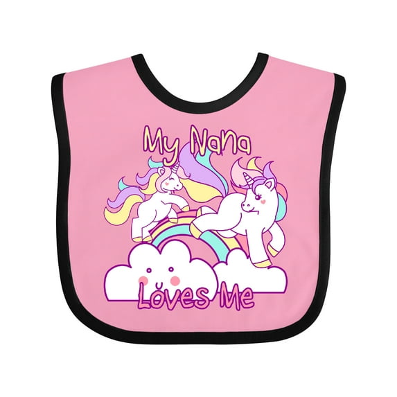 Inktastic My Nana Loves Me Unicorn Girls Baby Bib