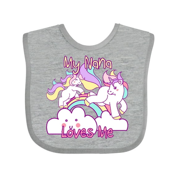 Inktastic My Nana Loves Me Unicorn Girls Baby Bib
