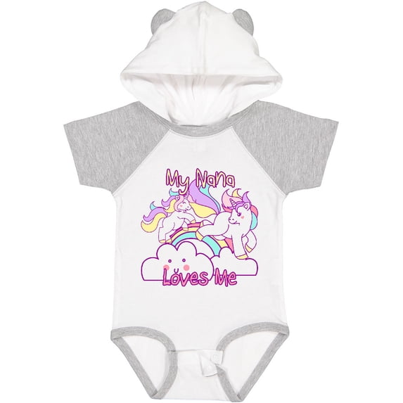 Inktastic My Nana Loves Me Unicorn Girls Baby Bodysuit