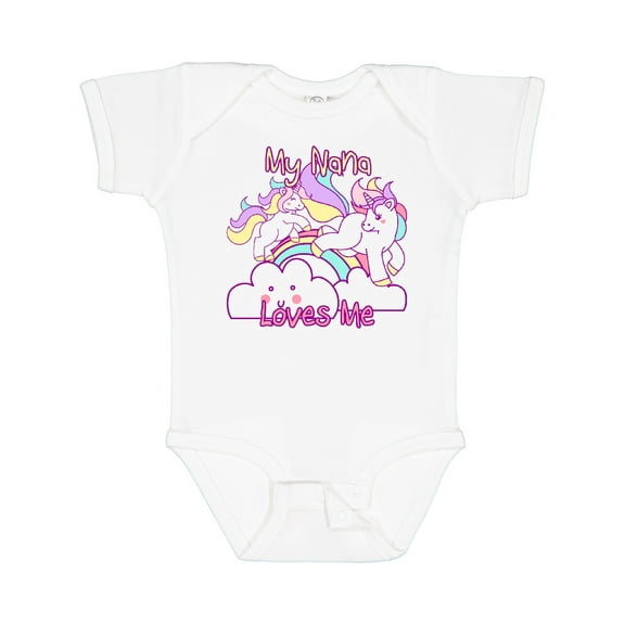 Inktastic My Nana Loves Me Unicorn Girls Baby Bodysuit