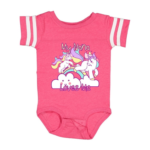 Inktastic My Nana Loves Me Unicorn Girls Baby Bodysuit