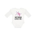 thumbnail image 1 of Inktastic My Nana Loves Me Unicorn Girls Long Sleeve Baby Bodysuit, 1 of 5