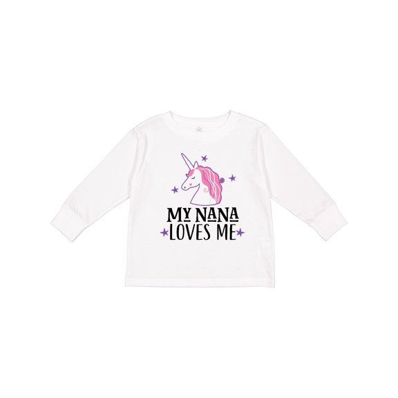 Inktastic My Nana Loves Me Unicorn Girls Long Sleeve Toddler T-Shirt