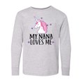 thumbnail image 1 of Inktastic My Nana Loves Me Unicorn Long Sleeve Youth T-Shirt, 1 of 5