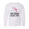 thumbnail image 1 of Inktastic My Nana Loves Me Unicorn Long Sleeve Youth T-Shirt, 1 of 5