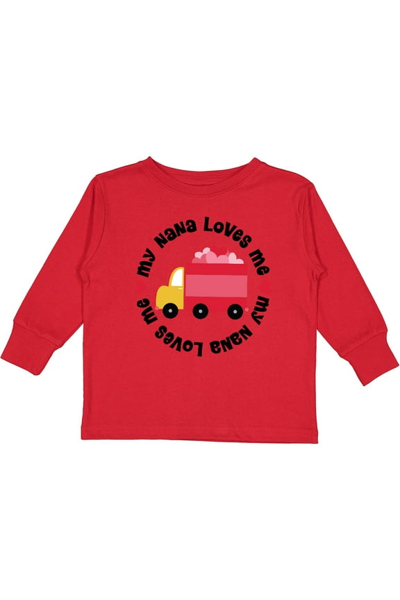 My Nana Loves Me Valentine Boys or Girls Long Sleeve Toddler T-Shirt