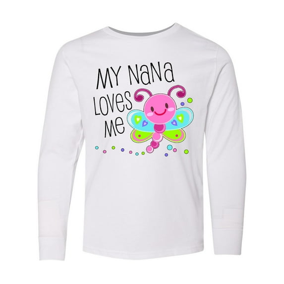 Inktastic My Nana Loves Me- cute dragonfly Long Sleeve Youth T-Shirt