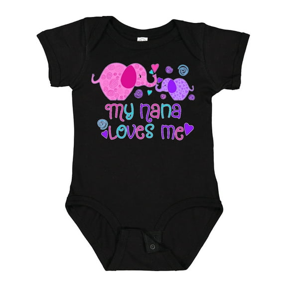 Inktastic My Nana Loves Me- cute elephants Boys or Girls Baby Bodysuit