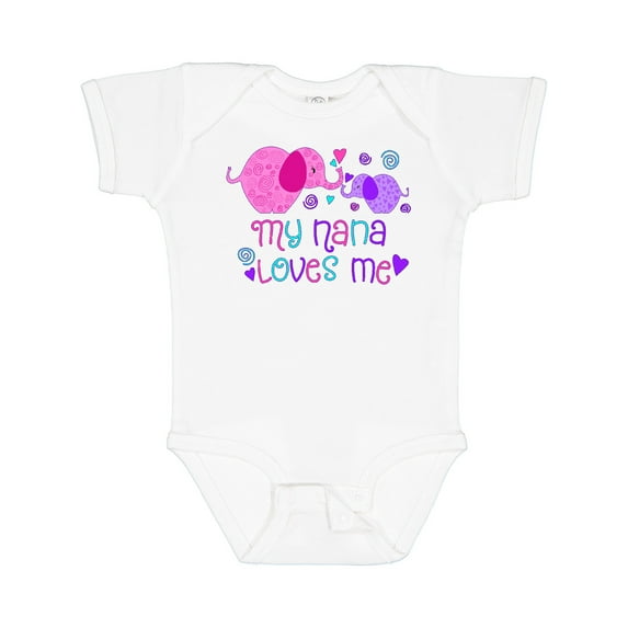 Inktastic My Nana Loves Me- cute elephants Boys or Girls Baby Bodysuit