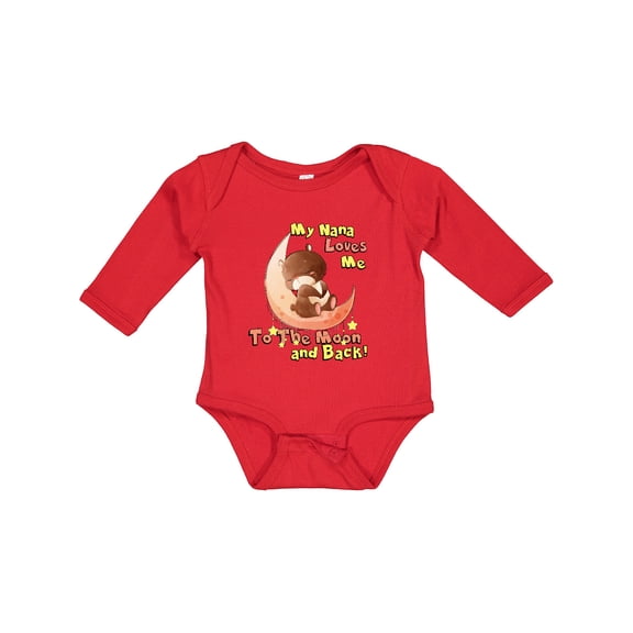 Inktastic My Nana Loves Me to the Moon and Back Boys or Girls Long Sleeve Baby Bodysuit