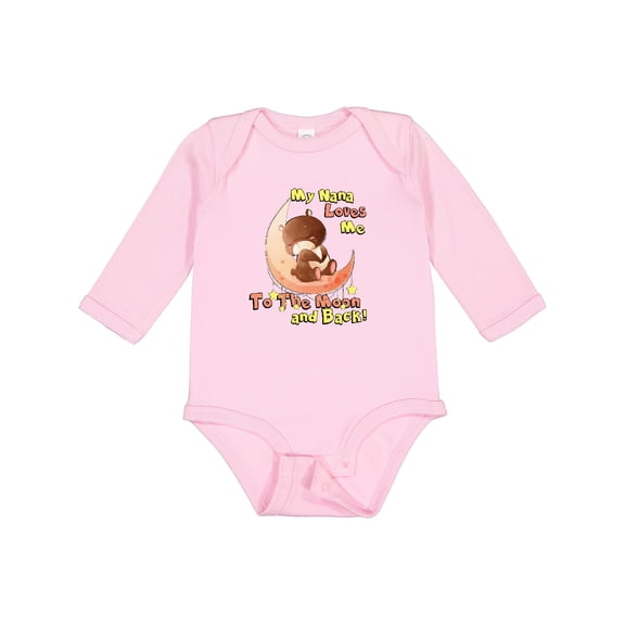 Inktastic My Nana Loves Me to the Moon and Back Boys or Girls Long Sleeve Baby Bodysuit