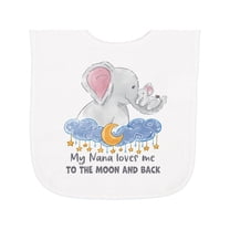 Inktastic My Nana Loves Me to the Moon and Back Elephant Family Baby Terry Cloth Bib