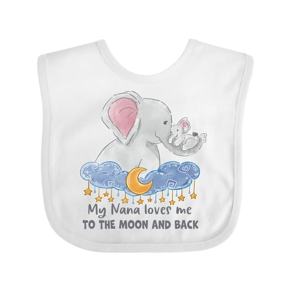 Inktastic My Nana Loves Me to the Moon and Back Elephant Family Boys or Girls Baby Bib