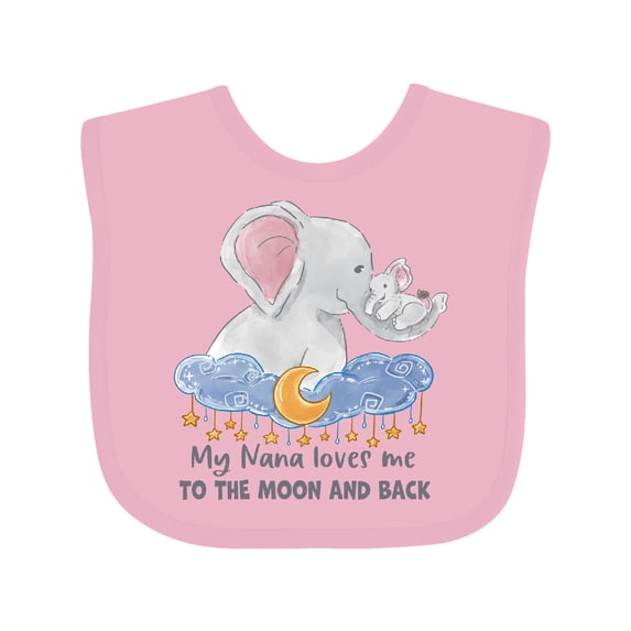 Inktastic My Nana Loves Me to the Moon and Back Elephant Family Boys or Girls Baby Bib