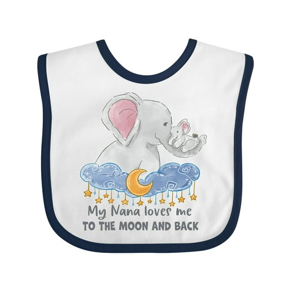 Inktastic My Nana Loves Me to the Moon and Back Elephant Family Boys or Girls Baby Bib
