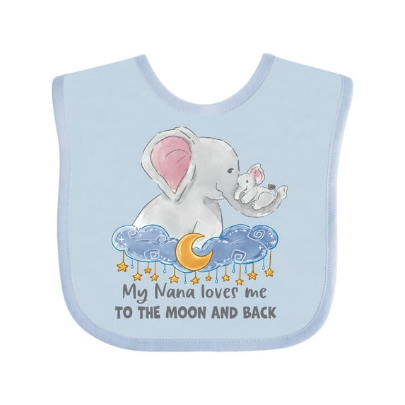 Inktastic My Nana Loves Me to the Moon and Back Elephant Family Boys or Girls Baby Bib